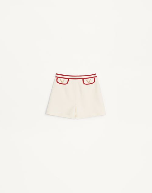 Valentino - Crepe Couture Shorts - Ivory/red - Woman - Trousers And Shorts